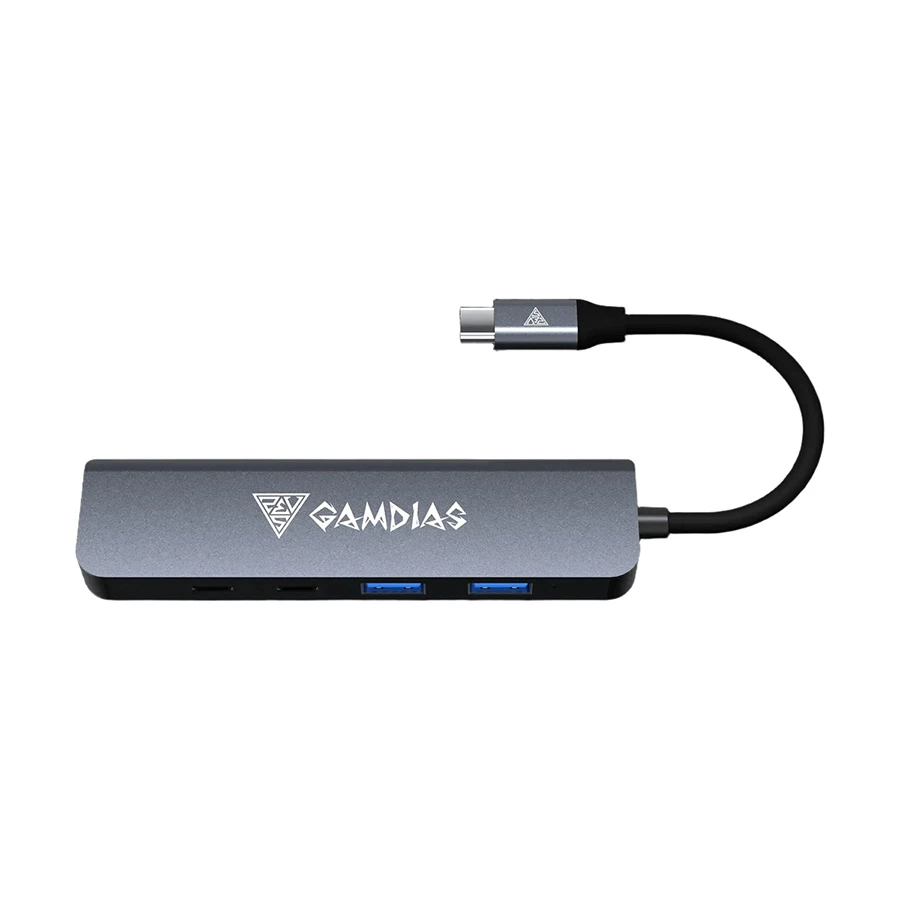 GAMDIAS MERCURY M1-500 USB-C to HDMI, Dual USB & Dual Type-C Hub Gray