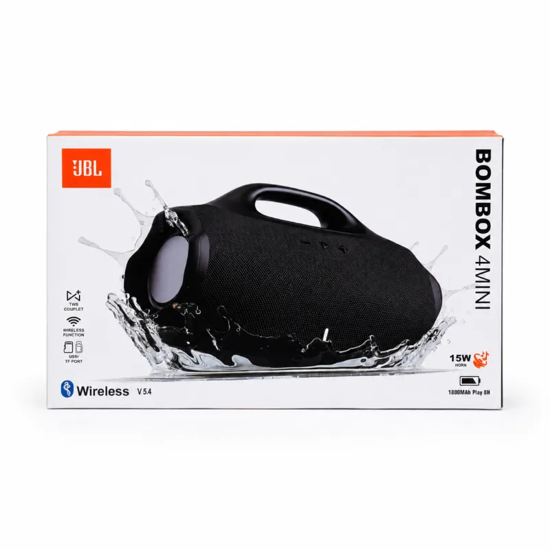 JBL Boombox 4 Mini পোর্টেবল ওয়্যারলেস স্পিকার – 15W, Bluetooth 5.4, TWS