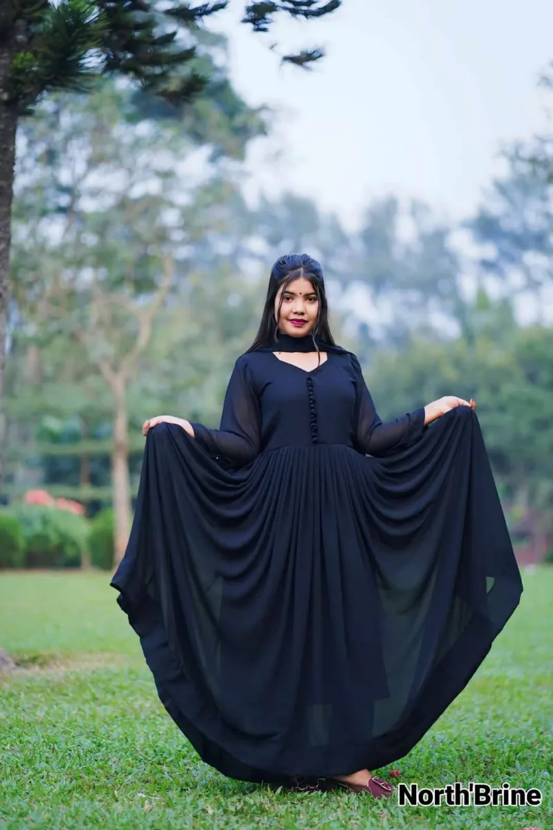 জর্জেট থ্রি পিস, লিনেন সালোয়ার, ফ্রি সাইজ 44