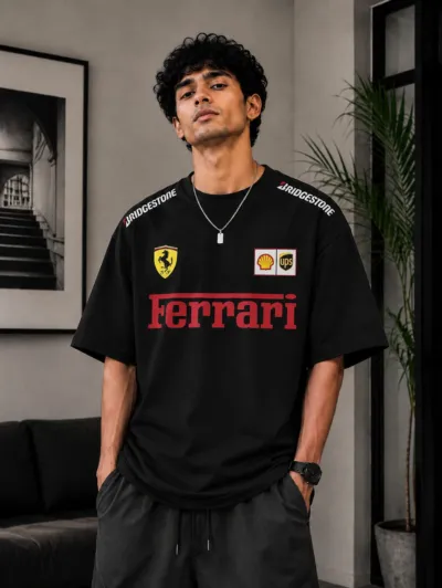 Men's Pure Cotton Drop Shoulder T-Shirt with DTF Print