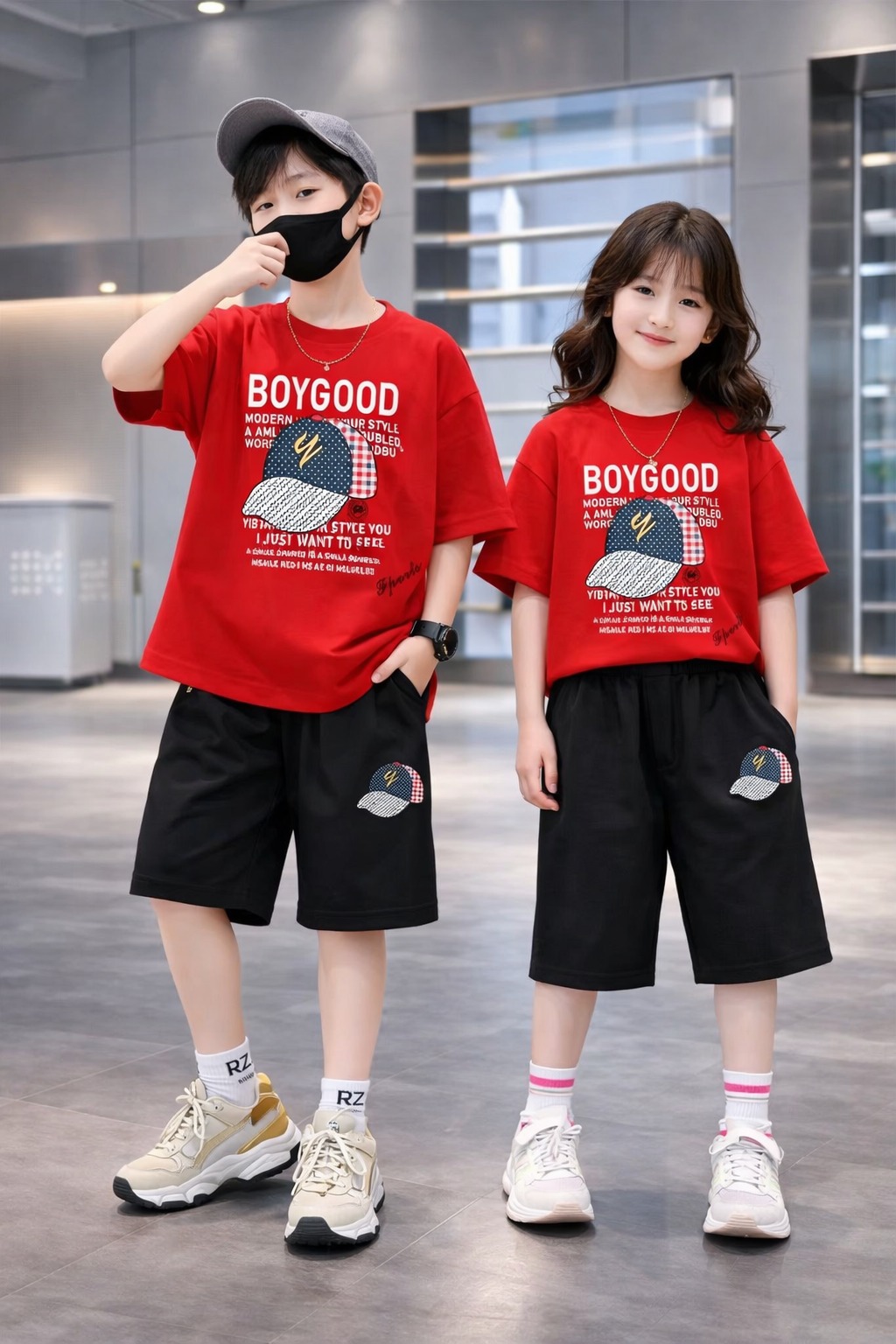 Cotton Drop Shoulder Tee and Pant Set for Boys and Girls