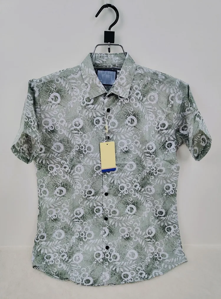 Men's Half Sleeve Print Shirt in Pure Cotton, Slim Fit, 6 Colours
