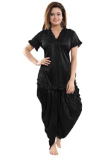 Satin Dhoti Pattern Night Dress, Top and Salwar, Free Size