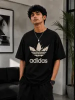 Men's Pure Cotton Drop Shoulder Tee, DTF Print, Sizes M to XXL