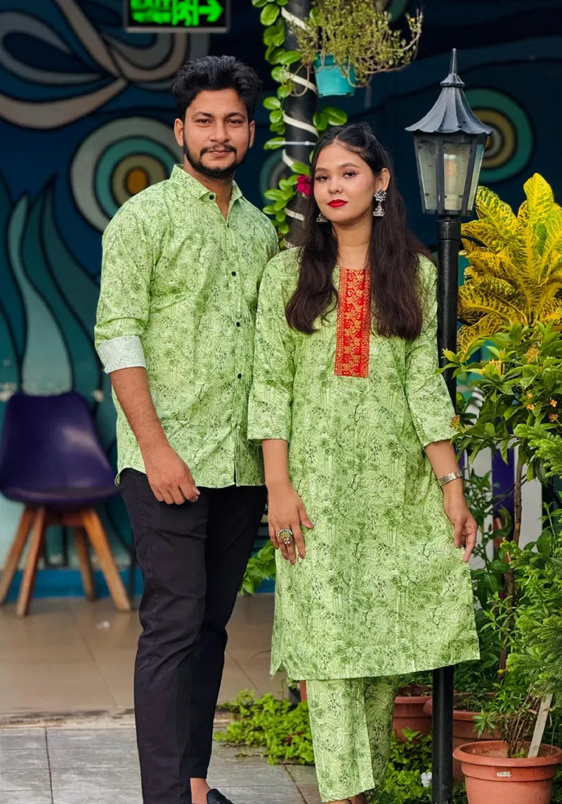 Couple Dress Set, Readymade Salwar Kameez and Matching Shirt