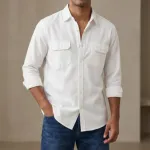 ফুল স্লিভ ডাবল পকেট কটন শার্ট (ছেলেদের)