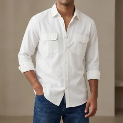ফুল স্লিভ ডাবল পকেট কটন শার্ট (ছেলেদের)