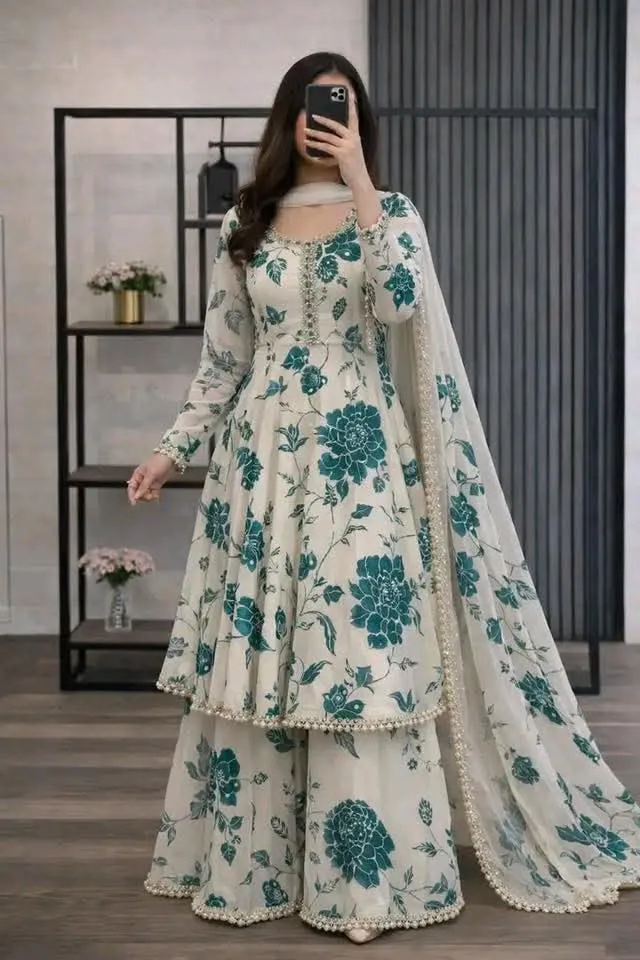 Golap Gown Cotton Three Piece with Print, S to XXL
