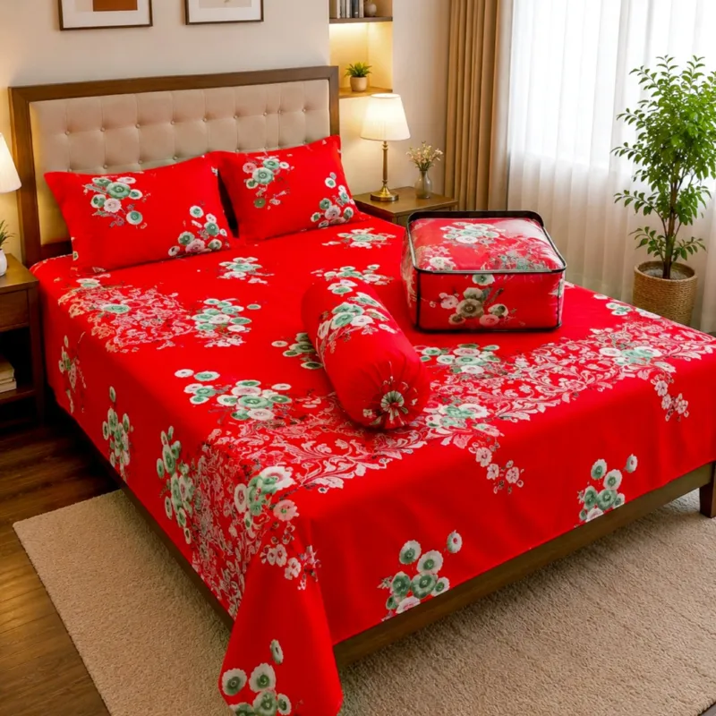5 Piece Twill Cotton Comforter Set with King Size Bed Sheet
