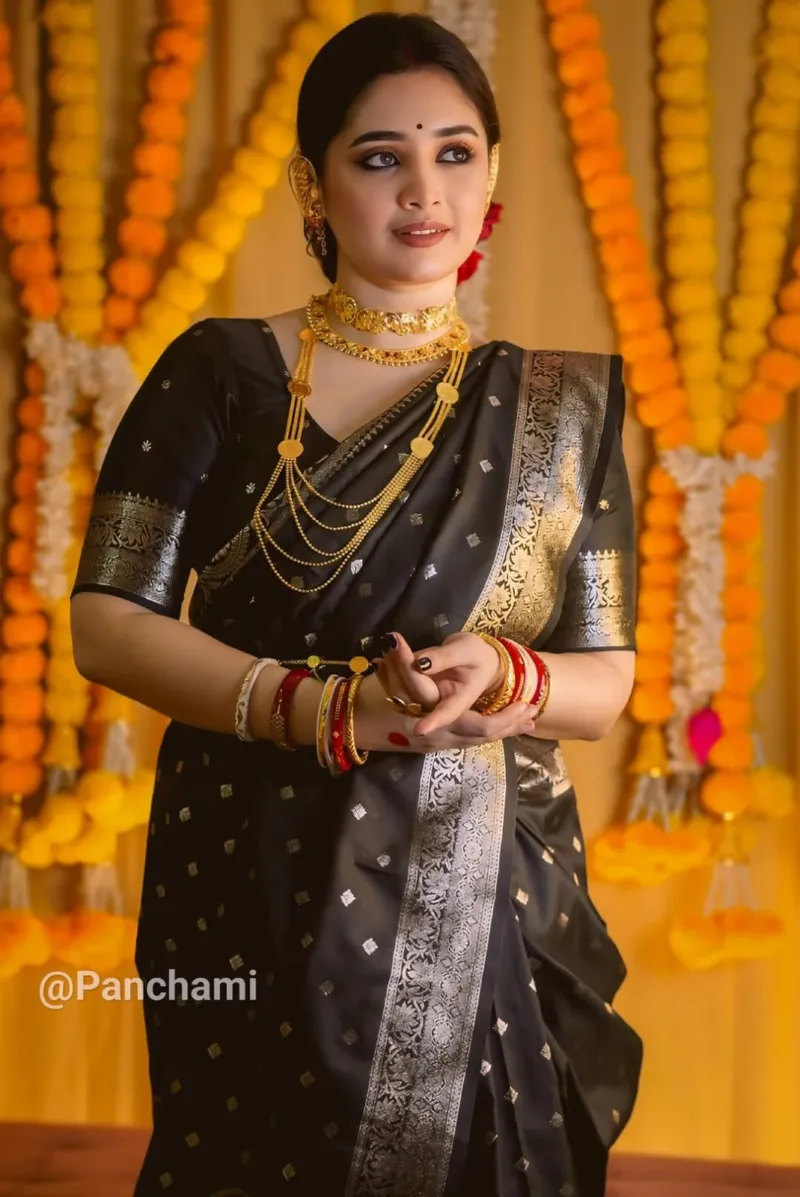 13 Haath Dhupian Silk Saree in Screen Print with Afsan Work