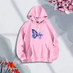 Purple Butterflies লেডিস উইন্টার হুডি – গোলাপি