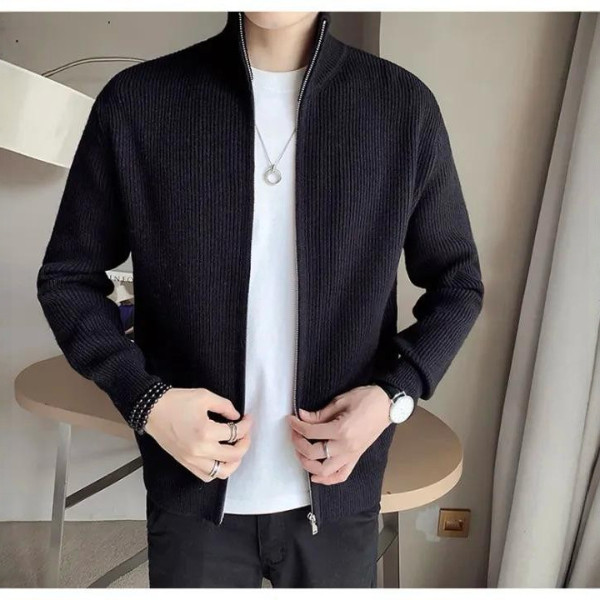 Men's Rib jacket Black Colour (Full Zipper)