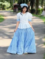 Women's Cotton Tops and Skirt Set with Lace Work and Check Print