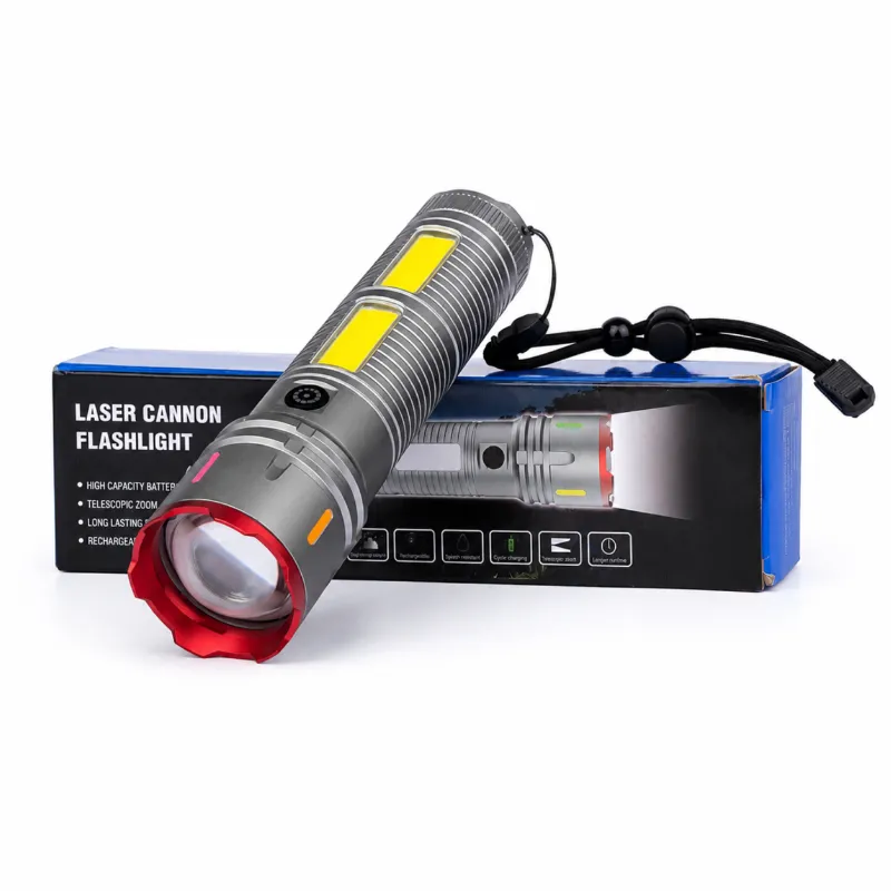 Laser Cannon X03 মেটাল ট্যাকটিক্যাল টর্চলাইট – বিল্ট-ইন পাওয়ার ব্যাংকসহ