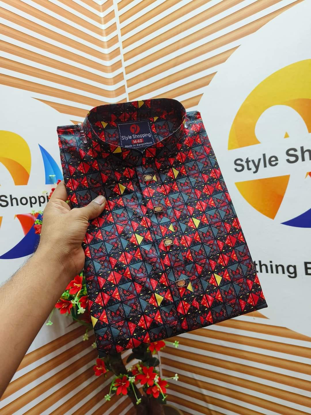 Men's Digital Print Cotton Panjabi with Snap Buttons, 6 Colours