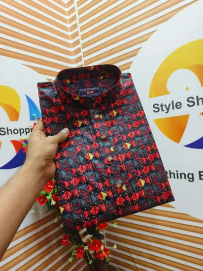 Men's Digital Print Cotton Panjabi with Snap Buttons, 6 Colours