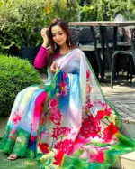 Chanderi Silk Digital Print Saree, 4 Colours
