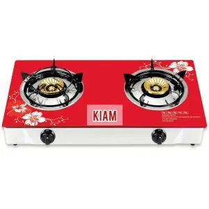 Kiam গ্যাস স্টোভ গ্লাস ডাবল বার্নার G-46 LPG