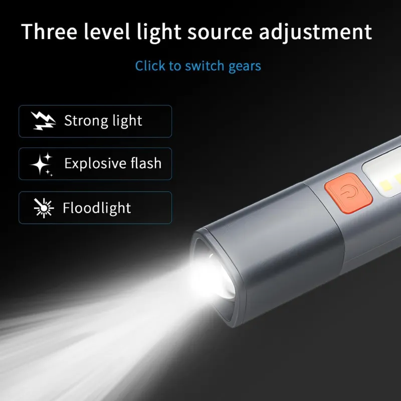 জুমেবল COB LED মিনি টর্চলাইট, USB রিচার্জেবল ও ওয়াটারপ্রুফ