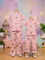 Kids' Cartoon Print Half Sleeve T-Shirt and Pant Set, 2Y to 8Y