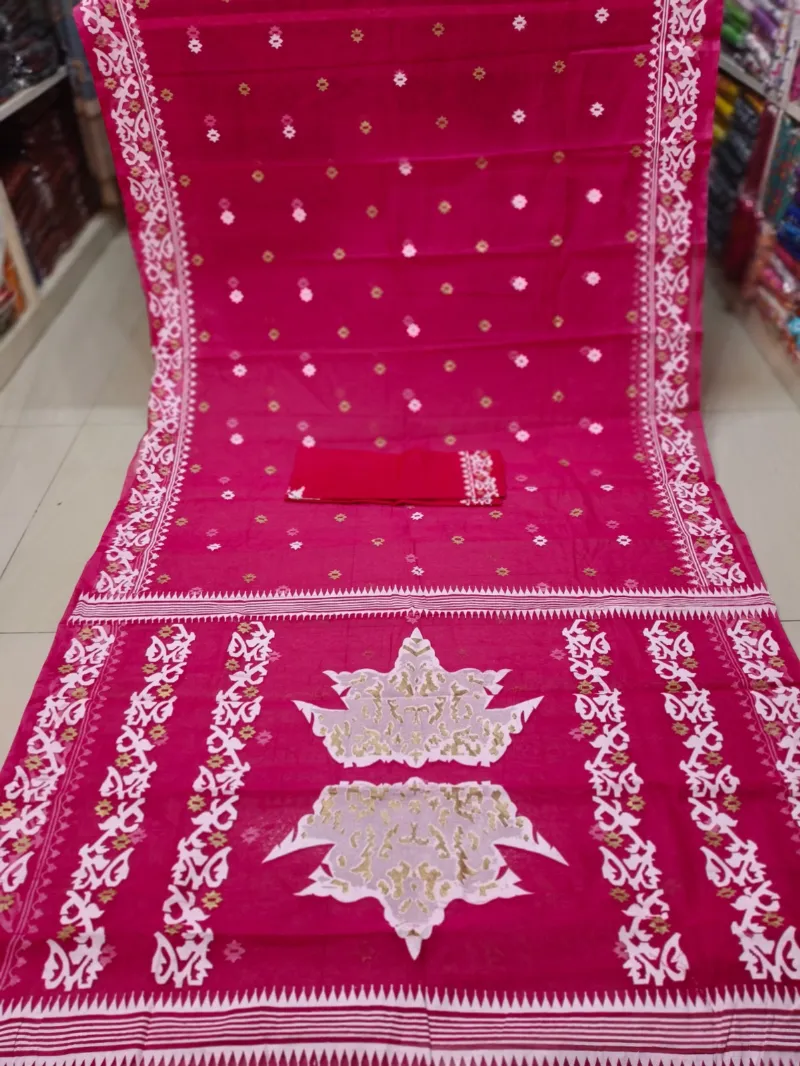 Half Silk Screen Print Saree with Blouse, 6 Colours