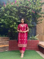 Fox Georgette Sequin Work Three Piece, XL and XXL, 5 Colours