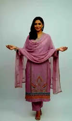 Women's Crepe Chinon Georgette Party Four Piece, Sizes 38 to 44