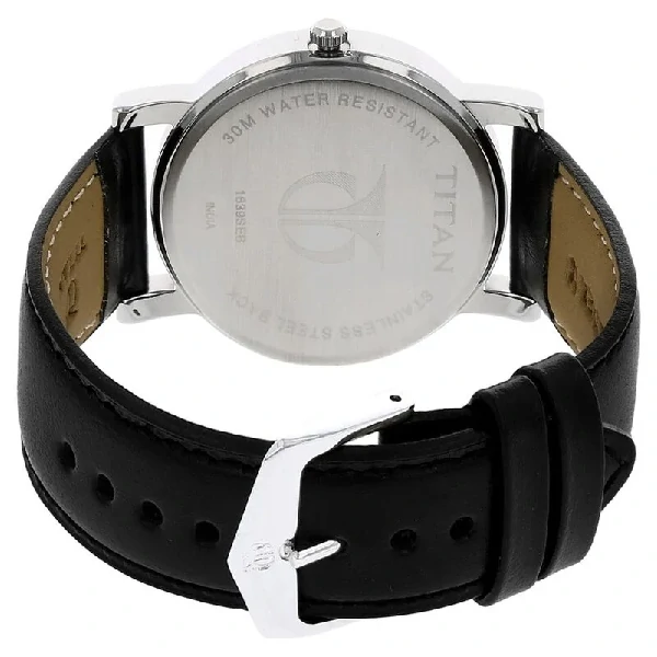 Titan Quartz Analog Silver Dial Leather Strap Watch for Men – NN1639SL03