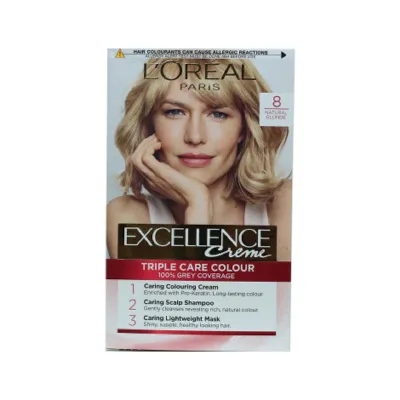 L'Oreal Excellence ক্রিম ট্রিপল কেয়ার হেয়ার কালার - 8 ন্যাচারাল ব্লন্ড