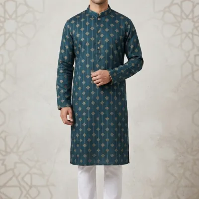 Afsan প্রিন্ট কটন পাঞ্জাবি – বক্সসহ