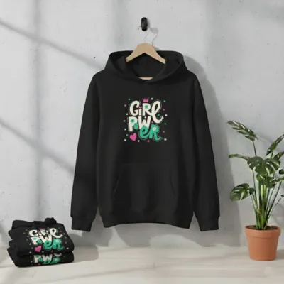 Premium Comfortable Printed Ladies Winter Hoodie ( Black )