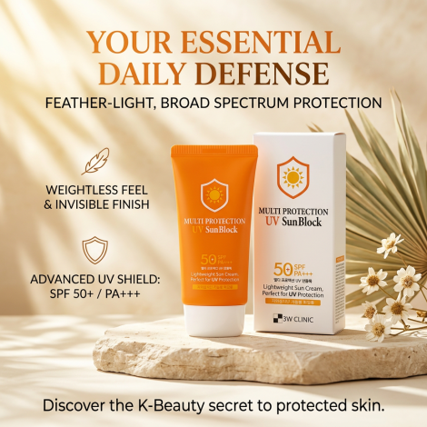 3W ক্লিনিক মাল্টি প্রোটেকশন ইউভি সান ব্লক SPF50 70মি.লি. (Korea)