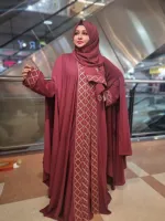 Embroidery and Stone Work Abaya with Inner and Hijab