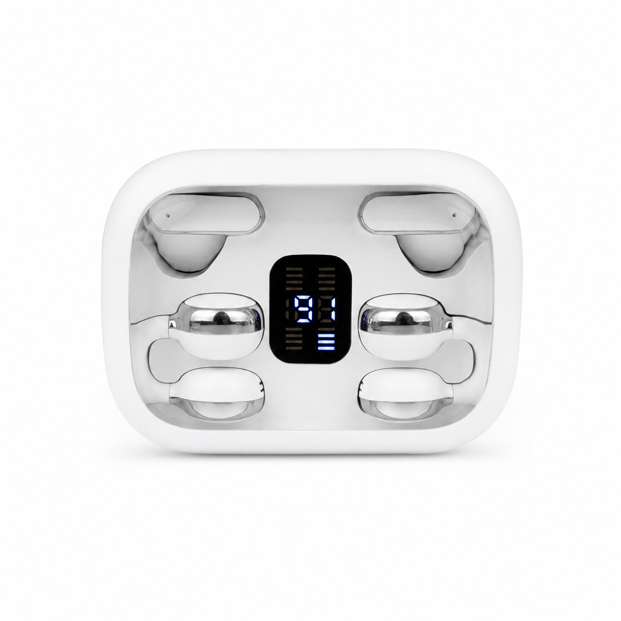 Q10 HiFi Stereo Sports Wireless Earbuds (2 Pairs) – 4-in-1 Combo Set with In-Ear & Open-Ear Clip Design, Bluetooth 5.4, LED Digital Display & IPX4 Waterproof