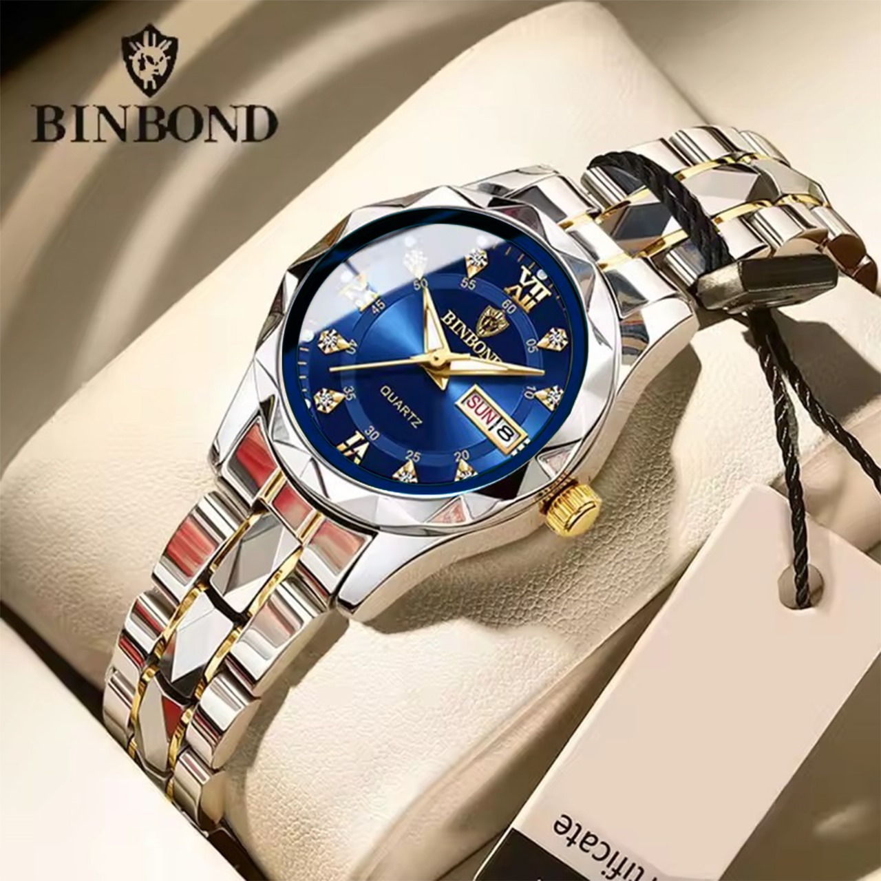 BINBOND কাপল ঘড়ি সেট, 30M ওয়াটার রেজিস্ট্যান্ট উইক-ডেট স্পোর্ট কোয়ার্টজ