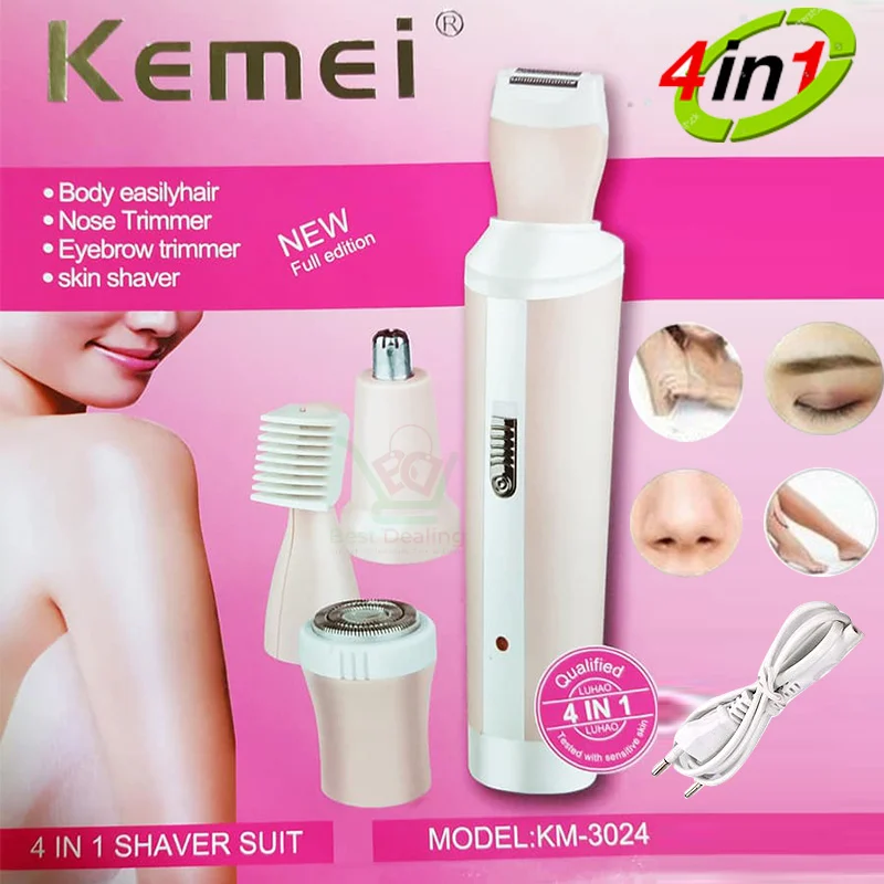 Kemei KM-3024 মেয়েদের 4 ইন 1 রিচার্জেবল ট্রিমার