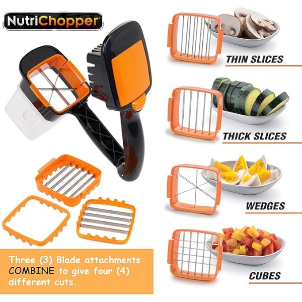Nicer Quick Dicer স্টেইনলেস স্টিল 5-ইন-1 ফল ও সবজি কাটার সেট