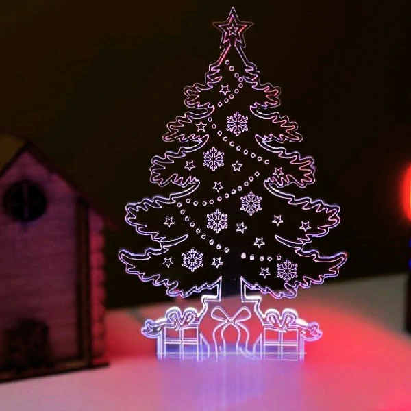 GearUP Acrylic Multicolor Night Lamp (Only Acrylic) Christmas Tree