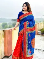 Women's Boishakh Half Cotton Saree with Blouse Piece, 5 Colours