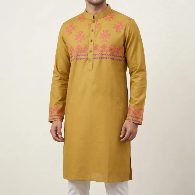 Mohasagor এমব্রয়ডারি কটন পাঞ্জাবি, হ্যান্ডকাফ ডিজাইন