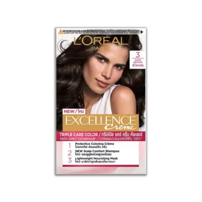 L'Oreal Excellence ক্রিম হেয়ার কালার - 3 ডার্ক ব্রাউন