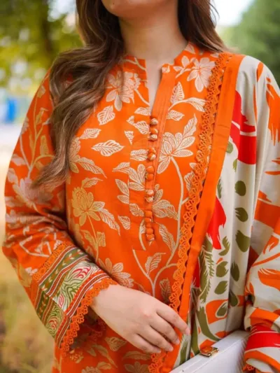 মাইক্রো স্টিচ ডিজিটাল প্রিন্ট থ্রি পিস, বিন্দু ওড়না
