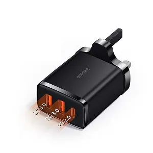 Baseus 30W USB চার্জার UK প্লাগ Type C ডুয়াল USB QC3.0 PD3.0