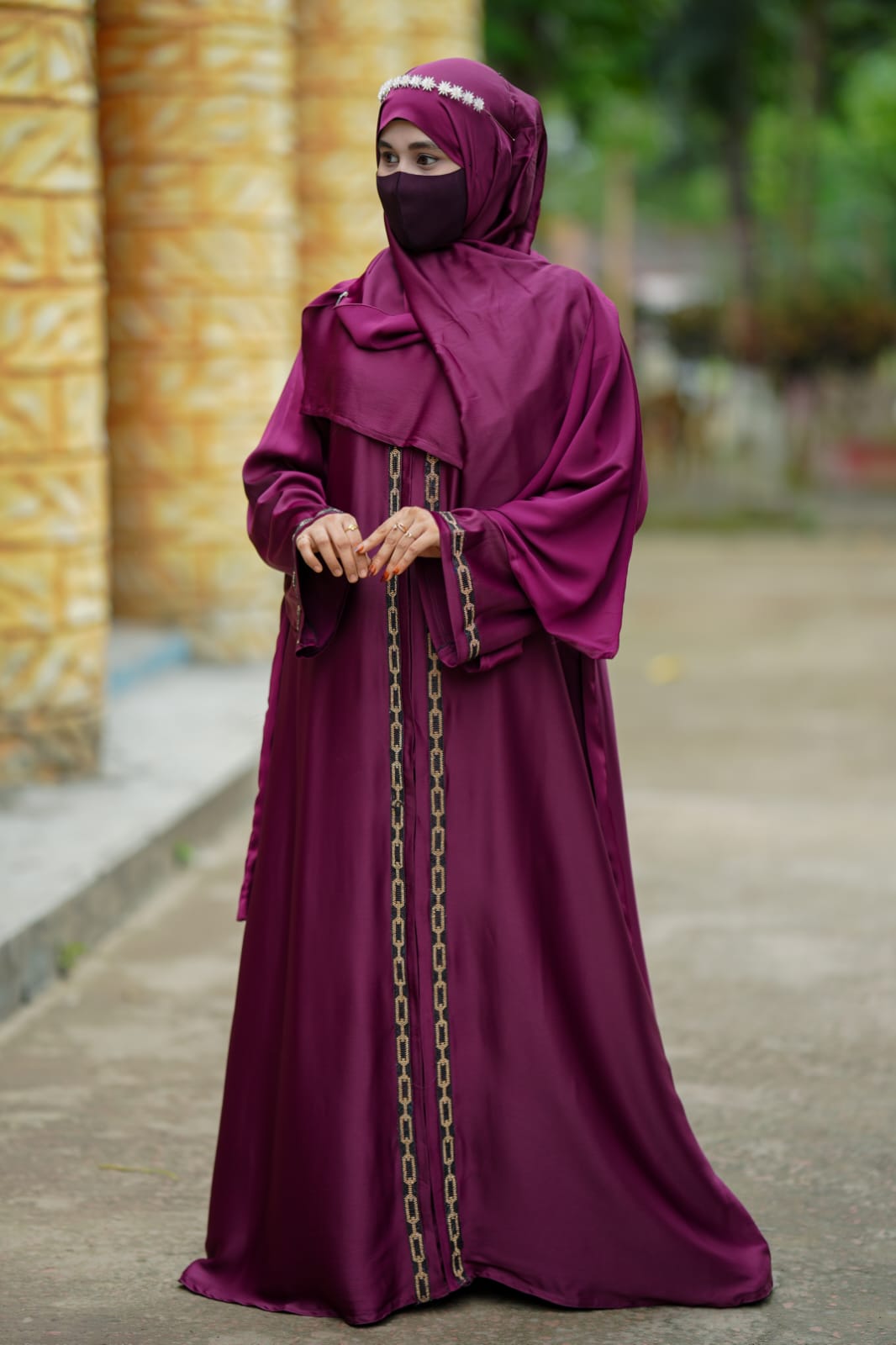 Zafran Fabric Borka with Karchupi Work, Sizes 50 to 56