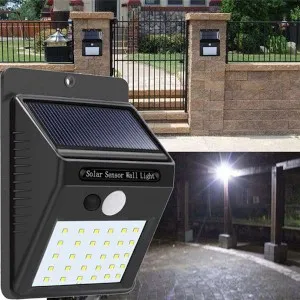30 LED মোশন সেন্সর ওয়াল সোলার লাইট, ওয়াটারপ্রুফ সিকিউরিটি ল্যাম্প