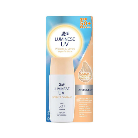 Boots Luminese ইউভি প্রোটেক্ট ও কভারেজ সানস্ক্রিন 50+ 40ml