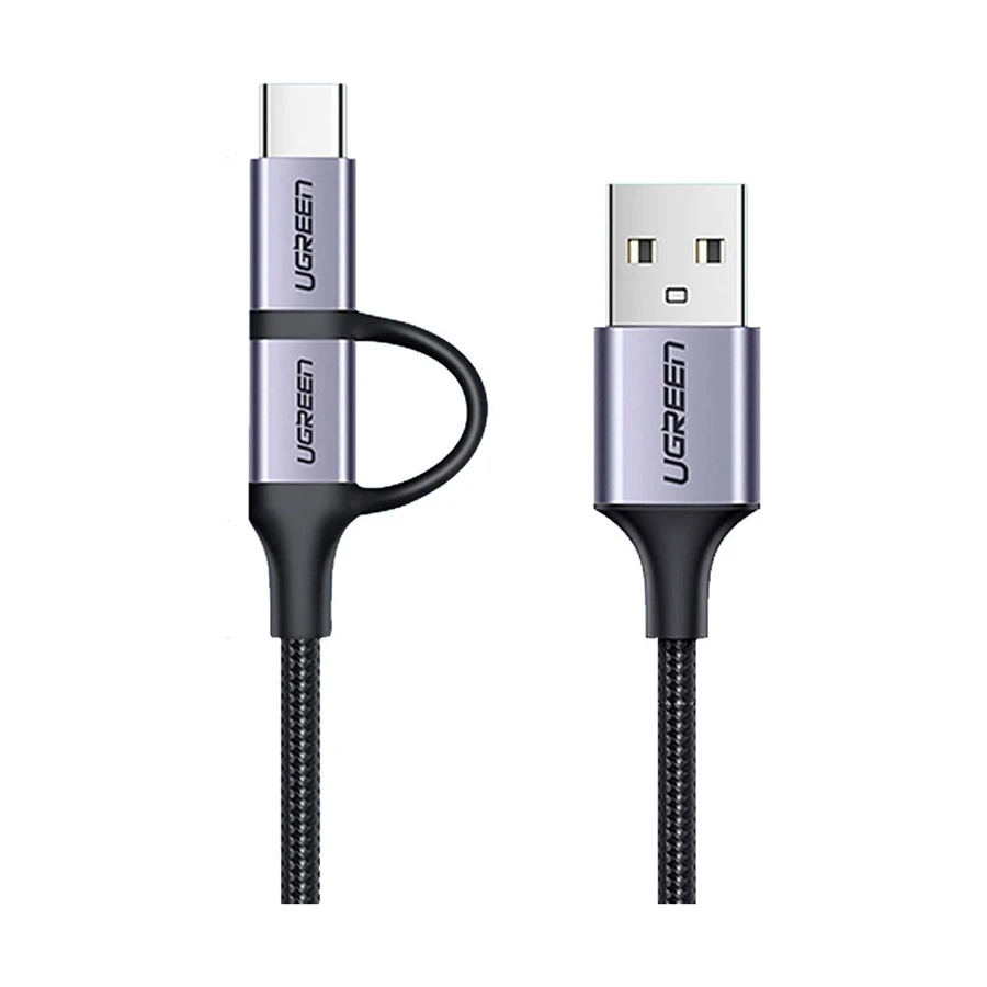 UGREEN 30875 USB to Micro USB & Type-C Charging & Data Cable 1m Black