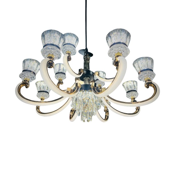 Qulik Modern Nordic Candle Crystal Chandelier Pendant Hanging 3 color LED Ceiling Light (QL-903-8-4)