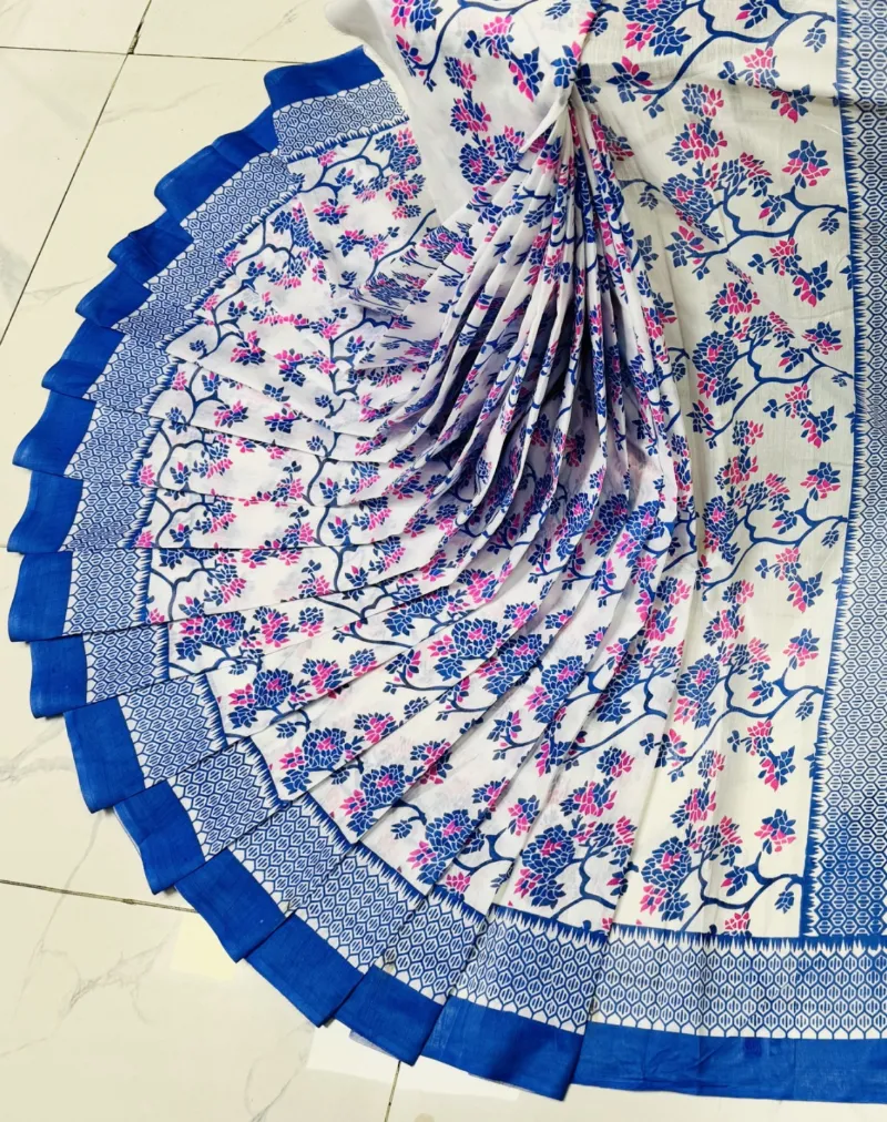 Half Silk Skin Print Saree, 12 Haath, No Blouse Piece
