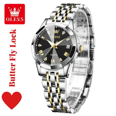 OLEVS 9931 লেডিস ঘড়ি বাটারফ্লাই লক – ব্ল্যাক ডায়াল